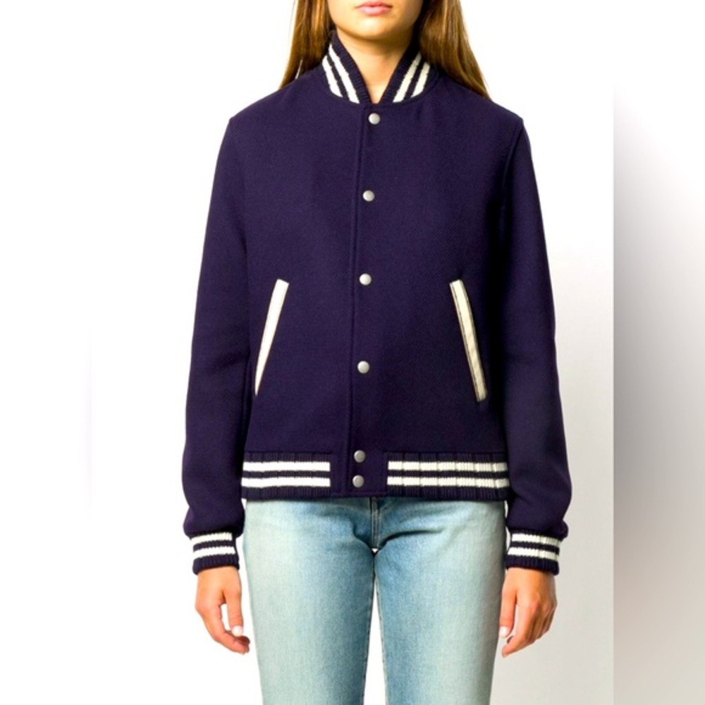 Saint Laurent SIGNATURE TEDDY JACKET IN BLUE Size F40